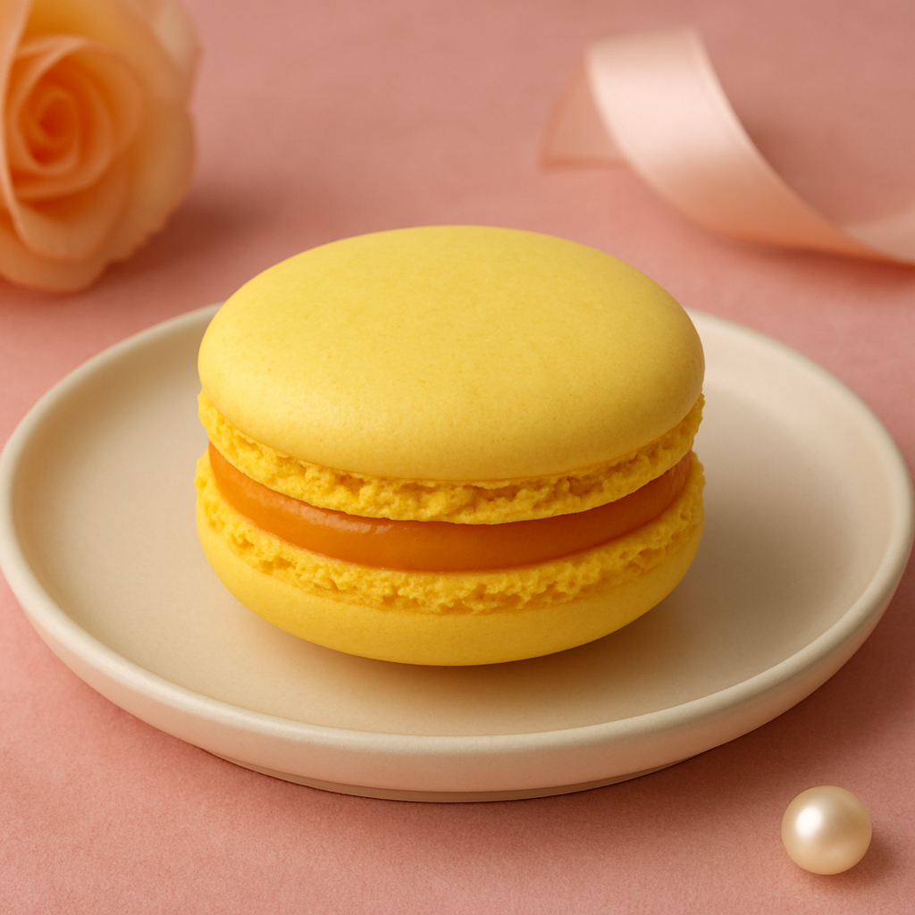 Macaron fructul pasiunii și mango