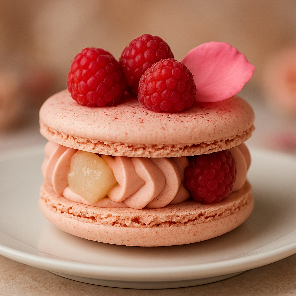 Macaron Ispahan litchi zmeura 