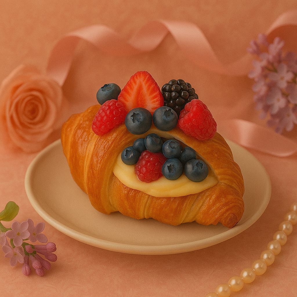 Croissant umplut cu vanilie și fructe de pădure 